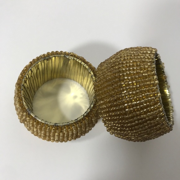 Gold Beaded Napkin Rings Set of 4 - Picture 2 of 3